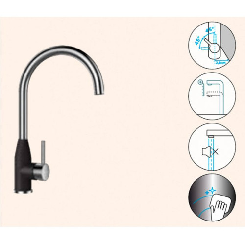 Смеситель SCHOCK Kavus, Cristalite сталь/оникс