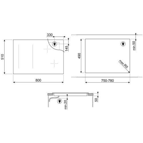 Индукционная стеклокерамич. панель Smeg SI1M4854D