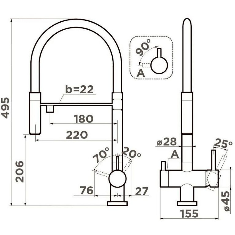 Смеситель Omoikiri Kanto-AZ латунь/Azur blue