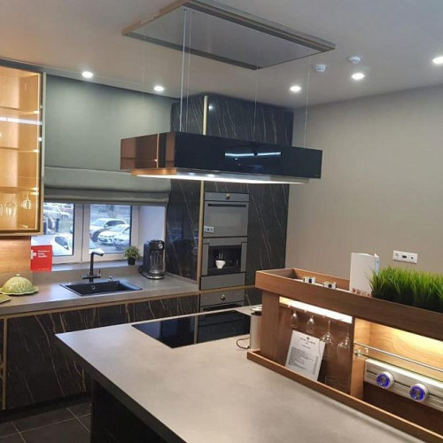 Вытяжка Falmec Levante 120 Чёрное стекло+рамка из стали