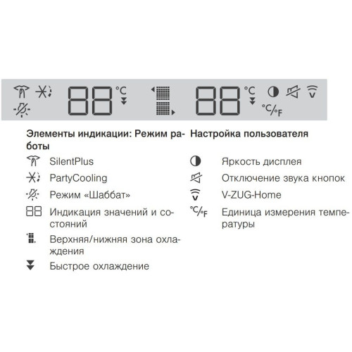 Встраиваемый винный шкаф V-ZUG WineCooler V4000 90 WC4T-51102 R платина