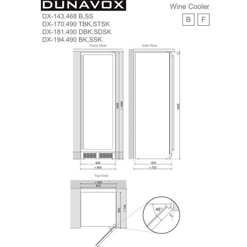 Винный шкаф DUNAVOX DX-143.468B
