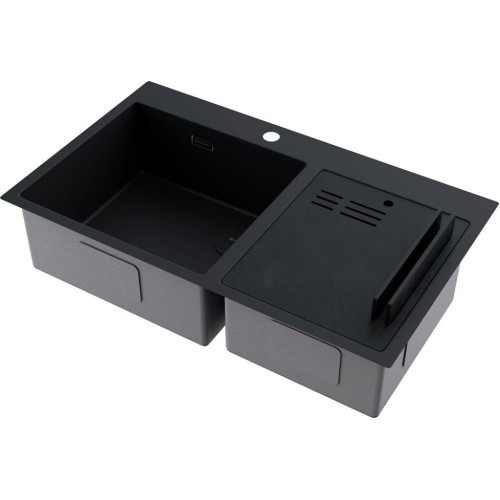 Мойка Omoikiri Akisame 86-2-GB Side нерж.сталь/графит(арт.4997047)