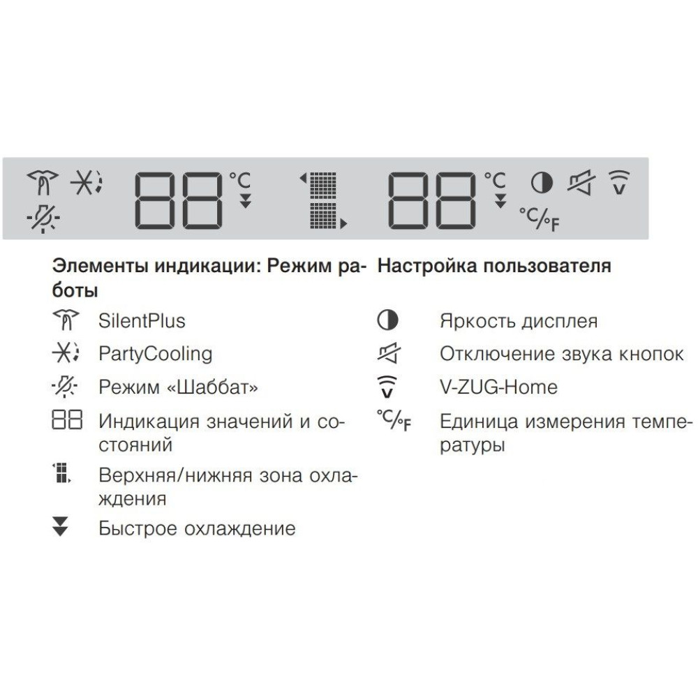 Встраиваемый винный шкаф V-ZUG WineCooler V4000 90 WC4T-51102 L платина