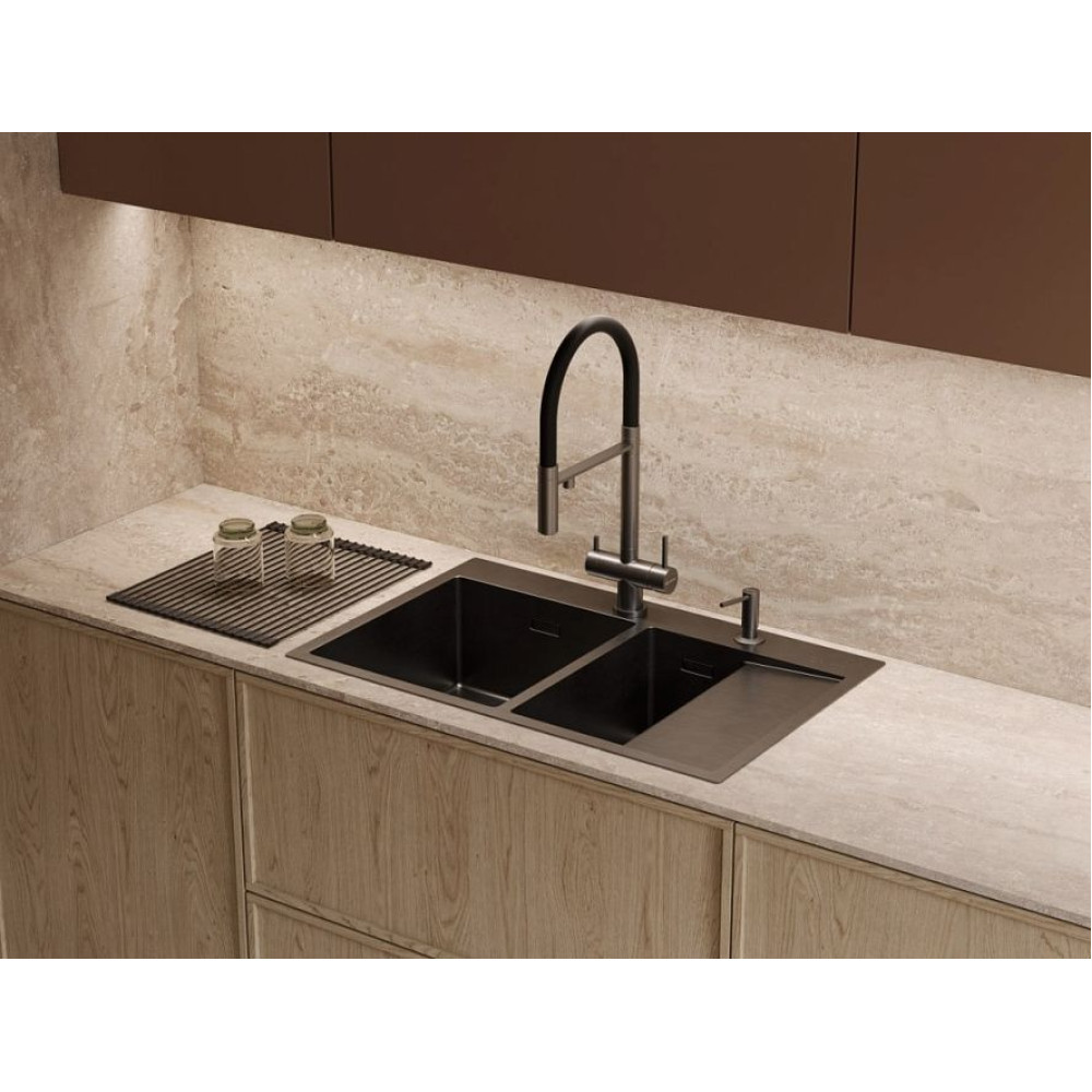 Мойка Omoikiri Akisame 78-2-GM-L нерж.сталь/вороненая сталь(арт.4973101)