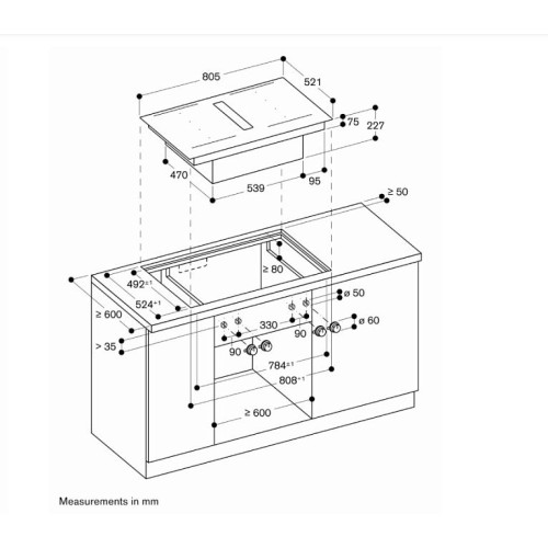 Индукционная стеклокерамич. панель с вытяжкой Gaggenau CV482105