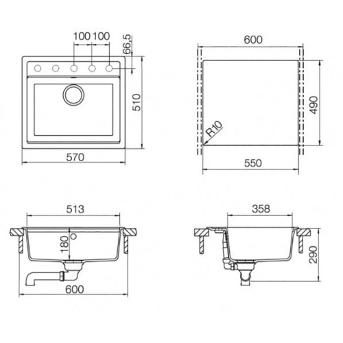 Мойка SCHOCK Vero 60 (N-100) Cristadur 570x510 поларис