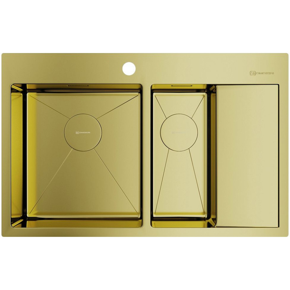 Мойка Akisame 78-2-LG-L нерж.сталь/светлое золото(арт.4973087)