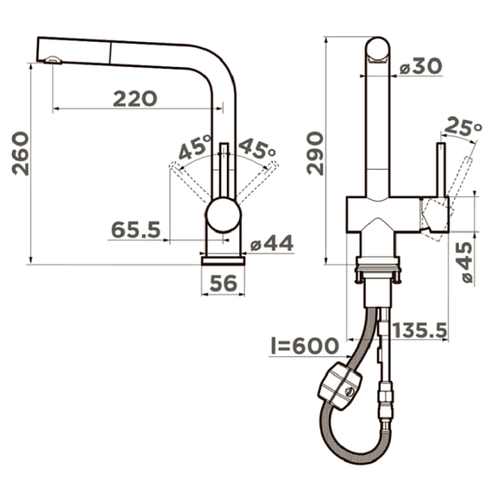 Смеситель OMOIKIRI Koriyama-SB-BN нерж.сталь/нержавеющая сталь (арт.4991006)
