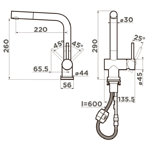 Смеситель OMOIKIRI Koriyama-SB-BN нерж.сталь/нержавеющая сталь (арт.4991006)