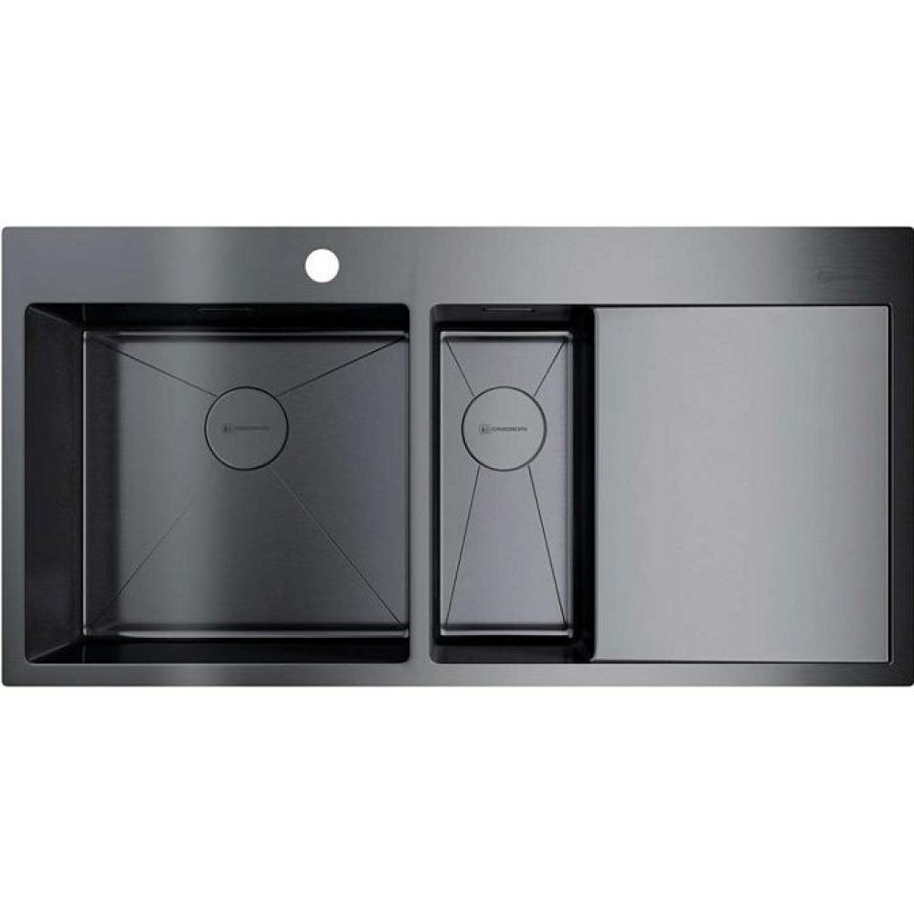 Мойка Omoikiri Akisame 100-2-GM-L нерж.сталь/вороненая сталь (4973103)