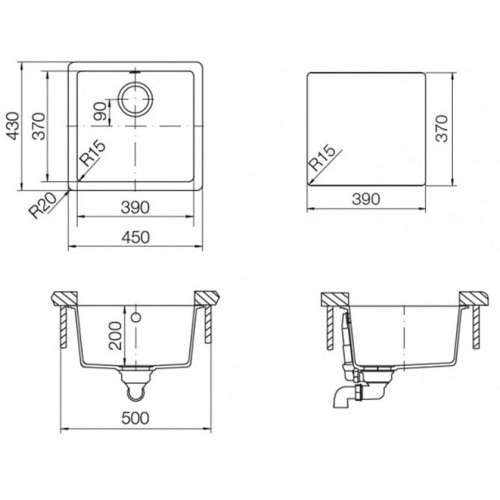 Мойка SCHOCK Soho 50 (N-100S) Cristadur 450x430 магма