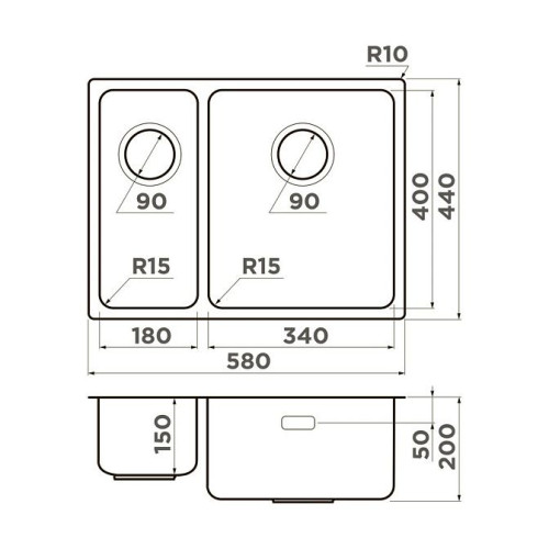 Кухонная мойка OMOIKIRI Tadzava 58-2-U/IN-R ULTRA 15 (арт.4997117)